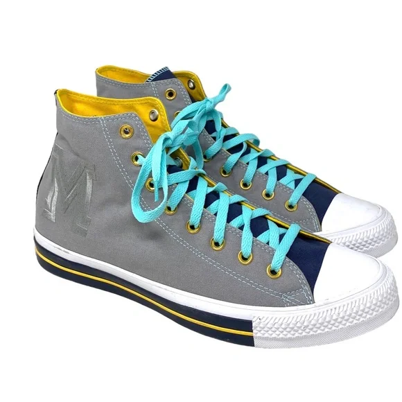 Converse Chuck Taylor High Top Gray Blue Canvas Men’s Sneakers Custom 169748C-M - Picture 5 of 11